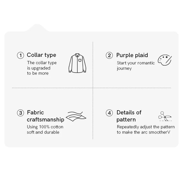 MISHOW Purple Plaid Cotton Shirt Polo Neck Pockets MXE14C0417