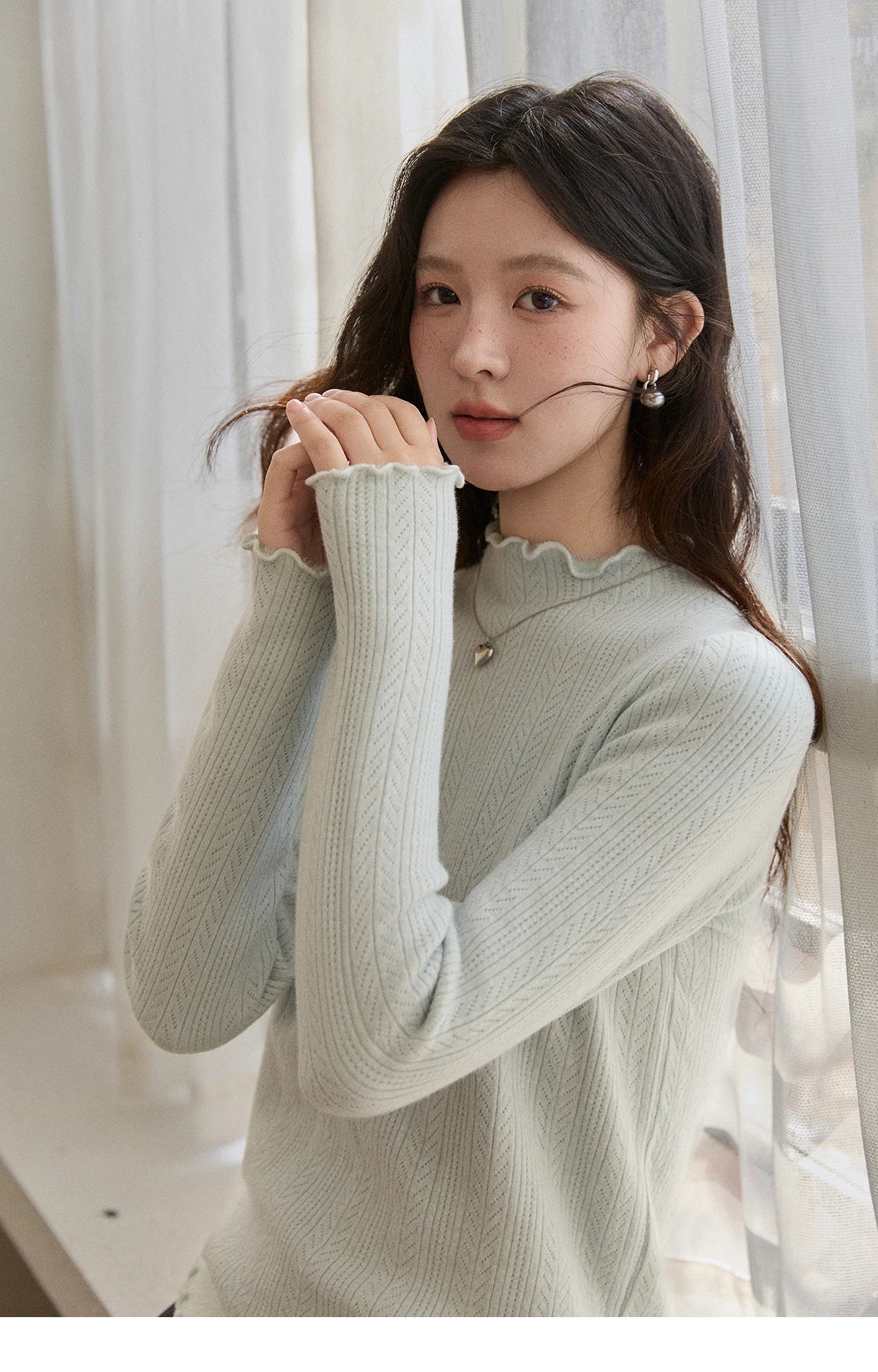 Mishow One Piece Velvet Mock Neck Knitted Top MXE88Z2597