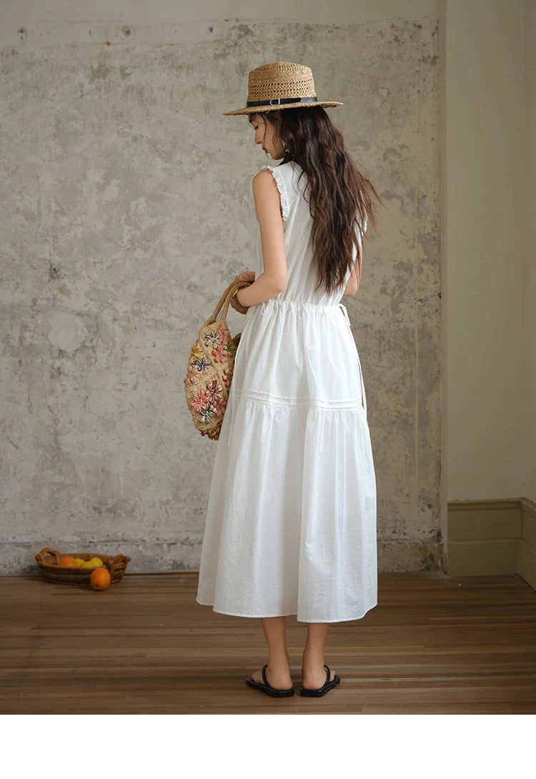 Mishow V-Neck Lace Drawstring Waist Dress MXE37L2331