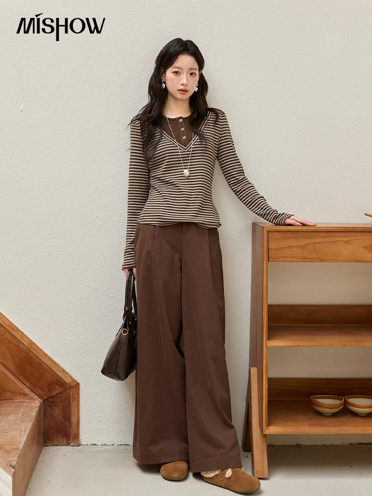 Mishow Retro Fake Two-Piece Striped Top MXE51Z2555