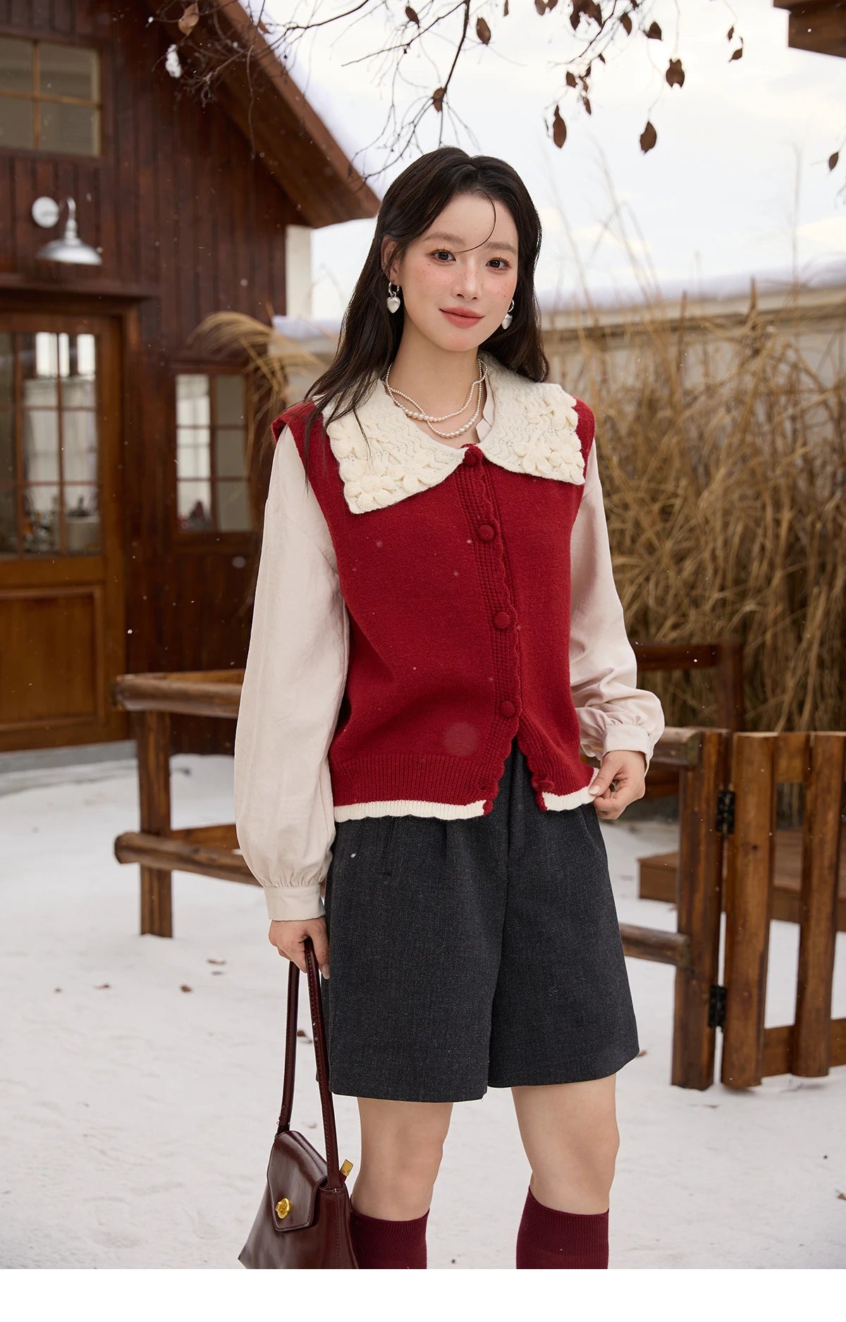 Mishow Black Peter Pan Collar Knitted Vest MXE45Z2484