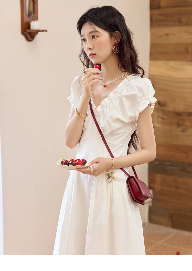 Mishow V-Neck Puff Sleeve Office Midi Dress MXD29L1934