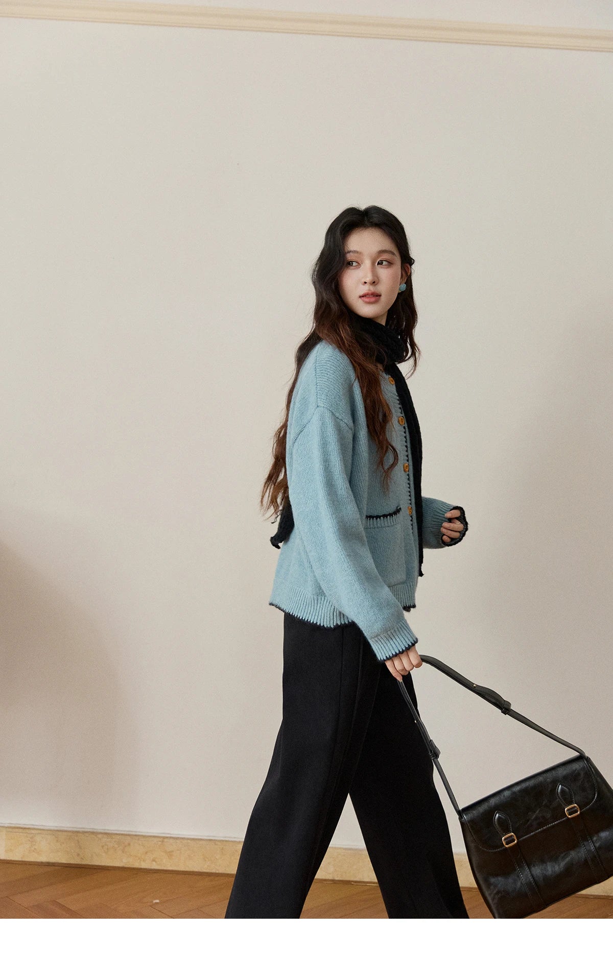Mishow Yellow Color Collision Edge Pocket Cardigan MXE94Z2973
