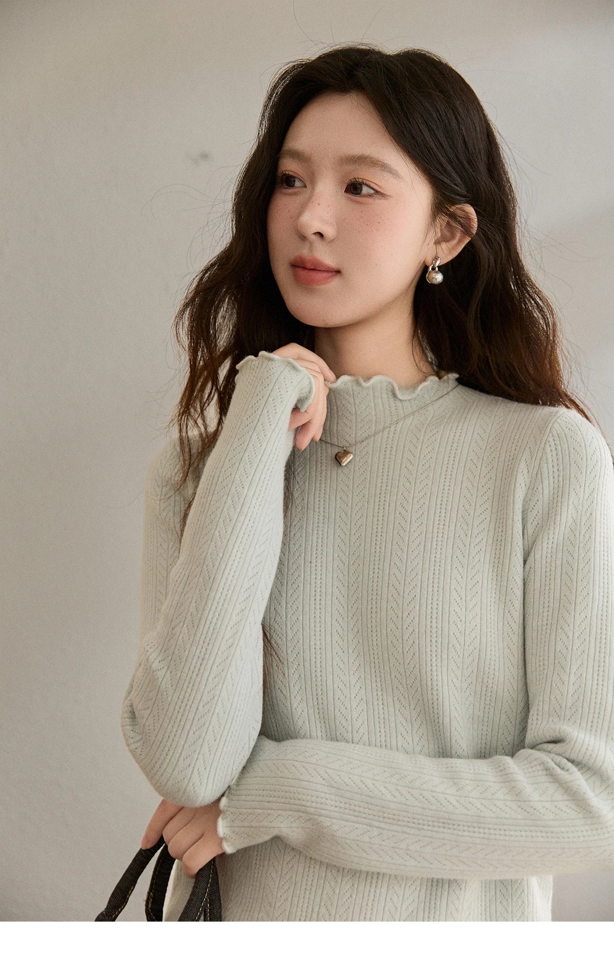 Mishow One Piece Velvet Mock Neck Knitted Top MXE88Z2597
