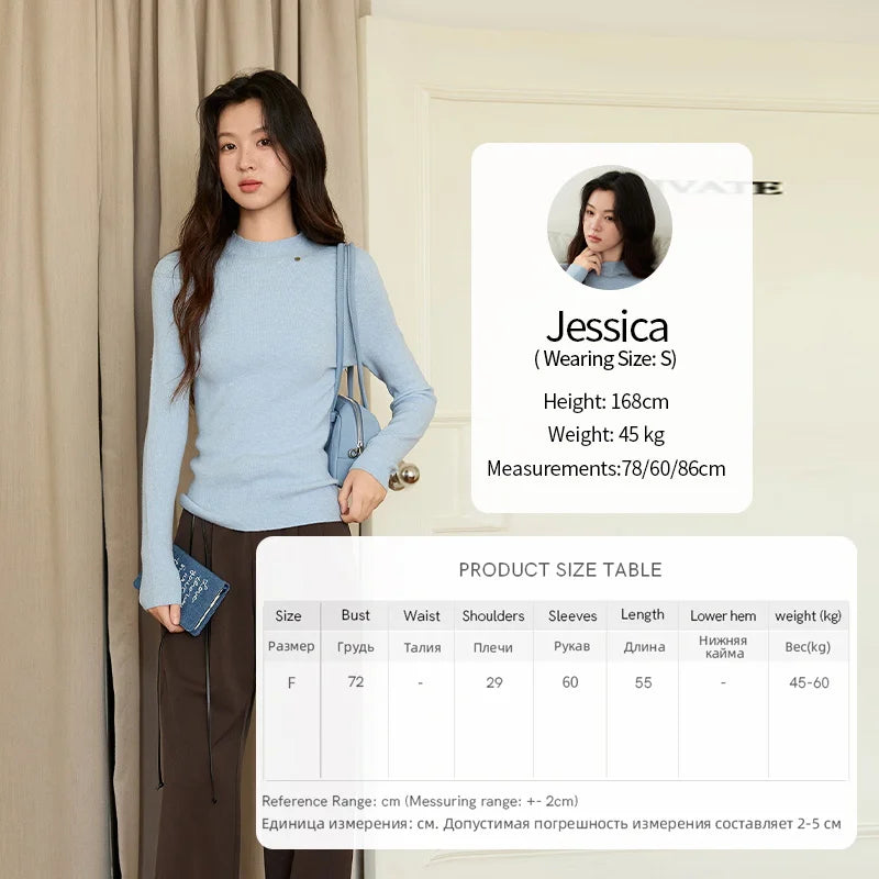 Mishow Minimalist Mock Neck Slim Pullover MXE48Z2583