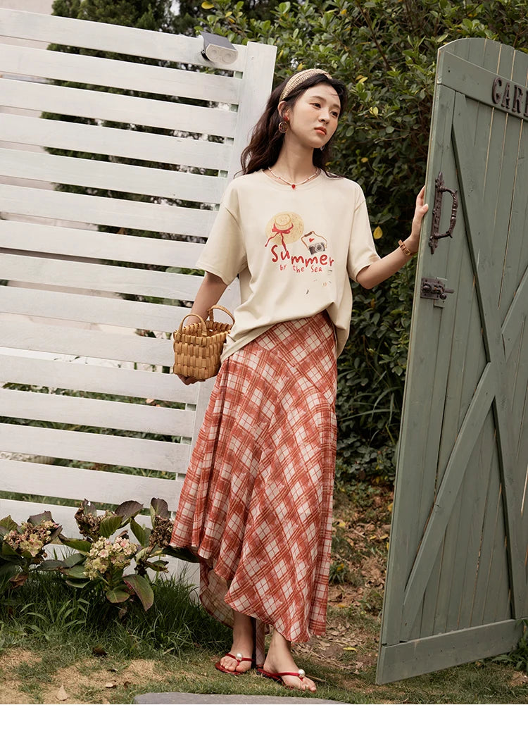 Mishow Cartoon Print Loose Round Neck Tee MXE34T0559