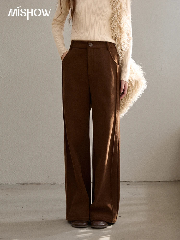 MISHOW Corduroy Straight Leg Pants Silver Fox Velvet Warm MXE91K1125