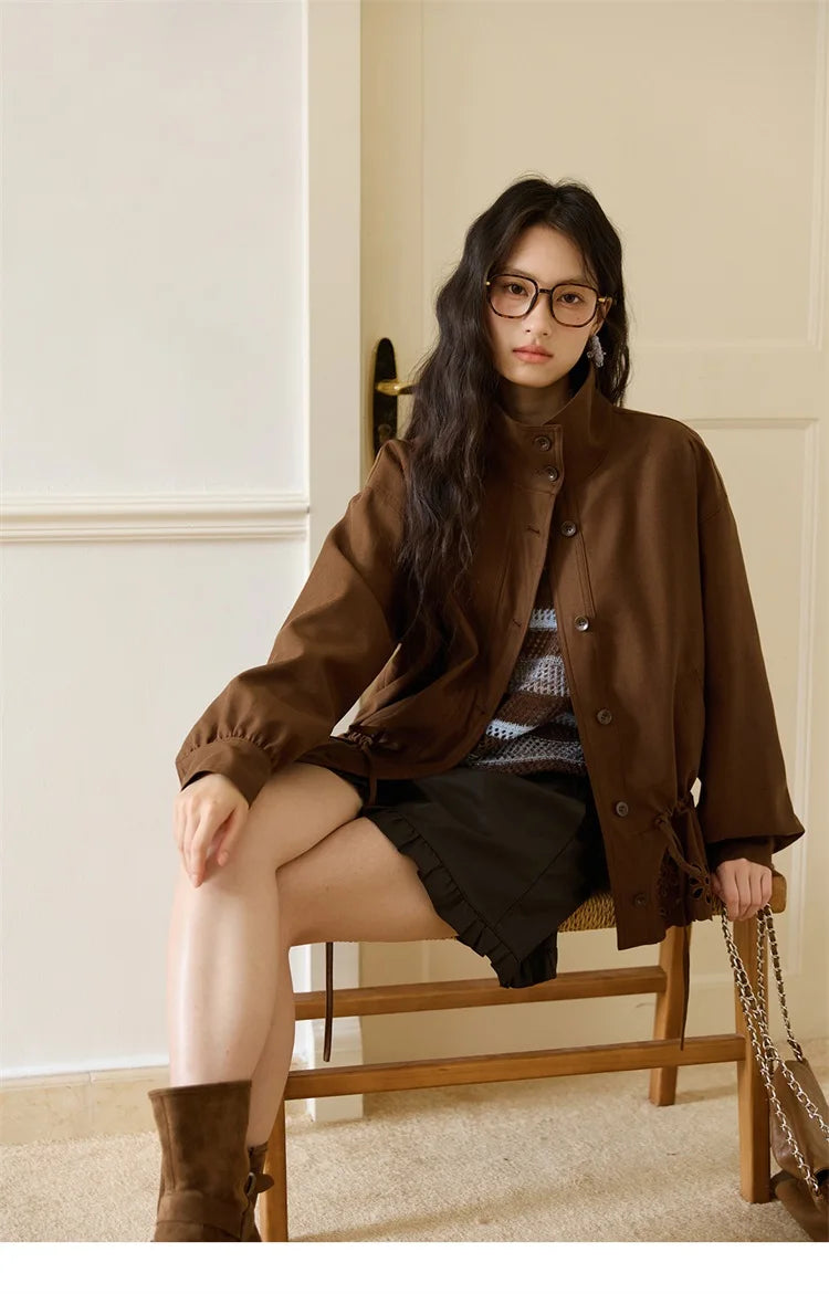 Mishow Hollow Embroidered Drawstring Waist Trench MXE48W0855