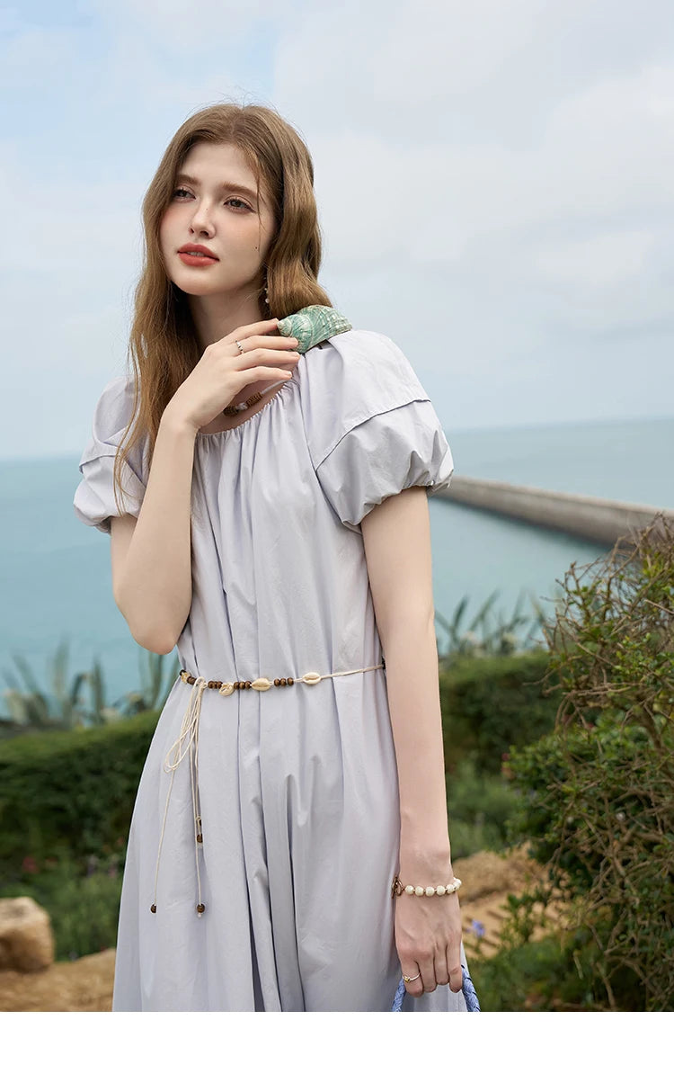 MISHOW 100% Cotton Bohemian Bubble Sleeve Dress MXD26L1940