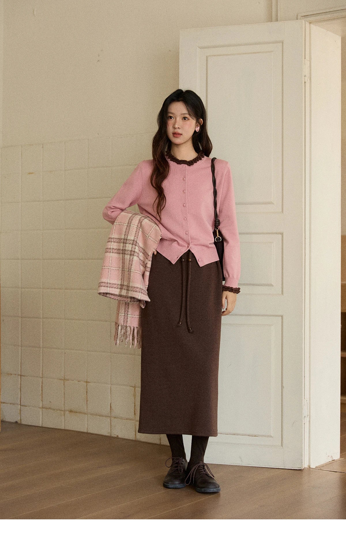 Mishow Retro Ruffle O-Neck Knit Cardigan MXE91Z2749