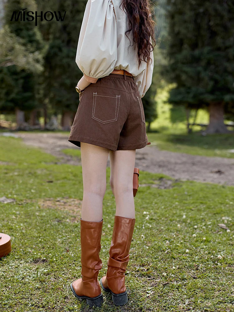 Mishow High Waist Loose Straight Leg Shorts MXD41K0721