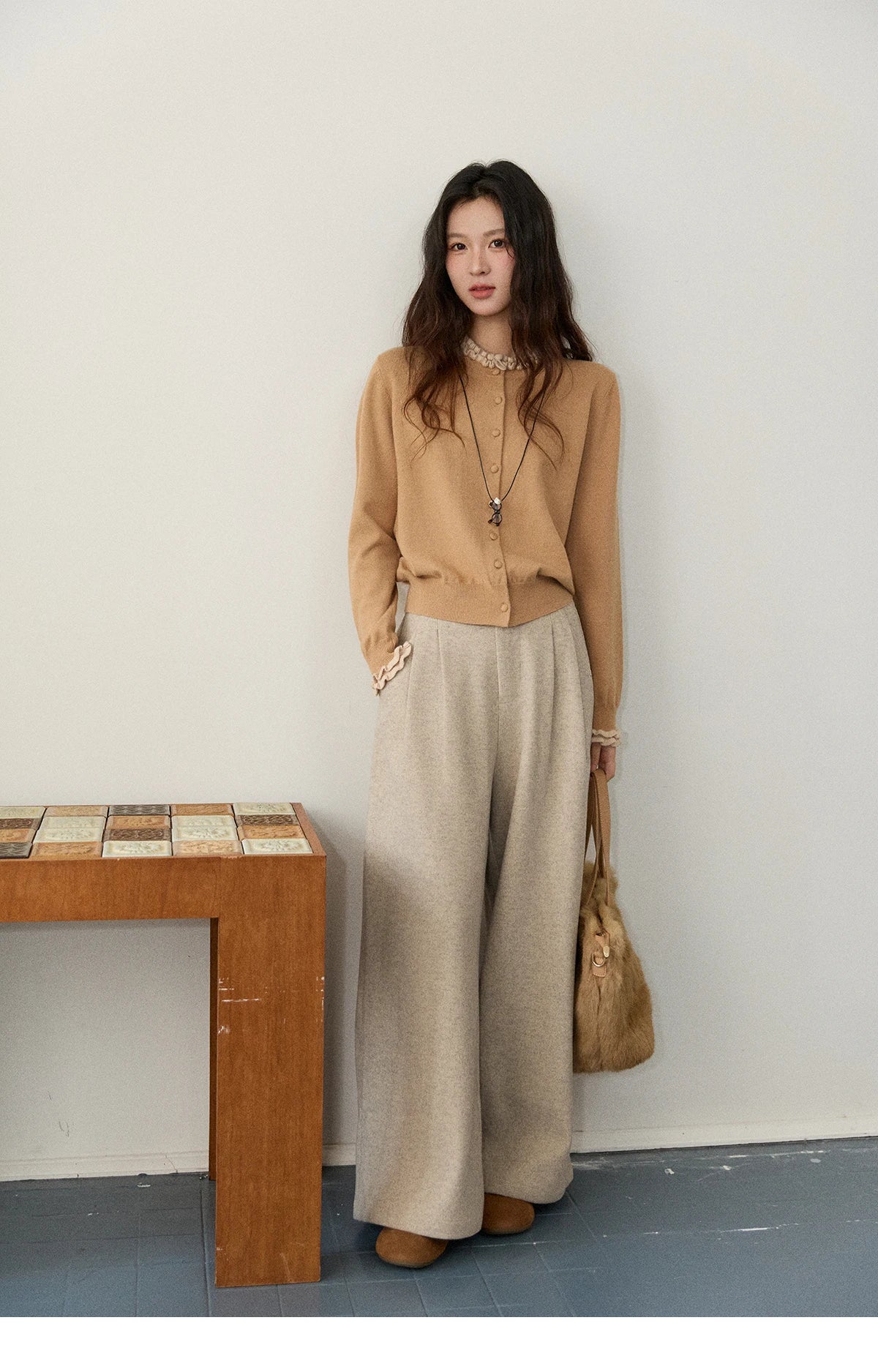 Mishow Retro Ruffle O-Neck Knit Cardigan MXE91Z2749