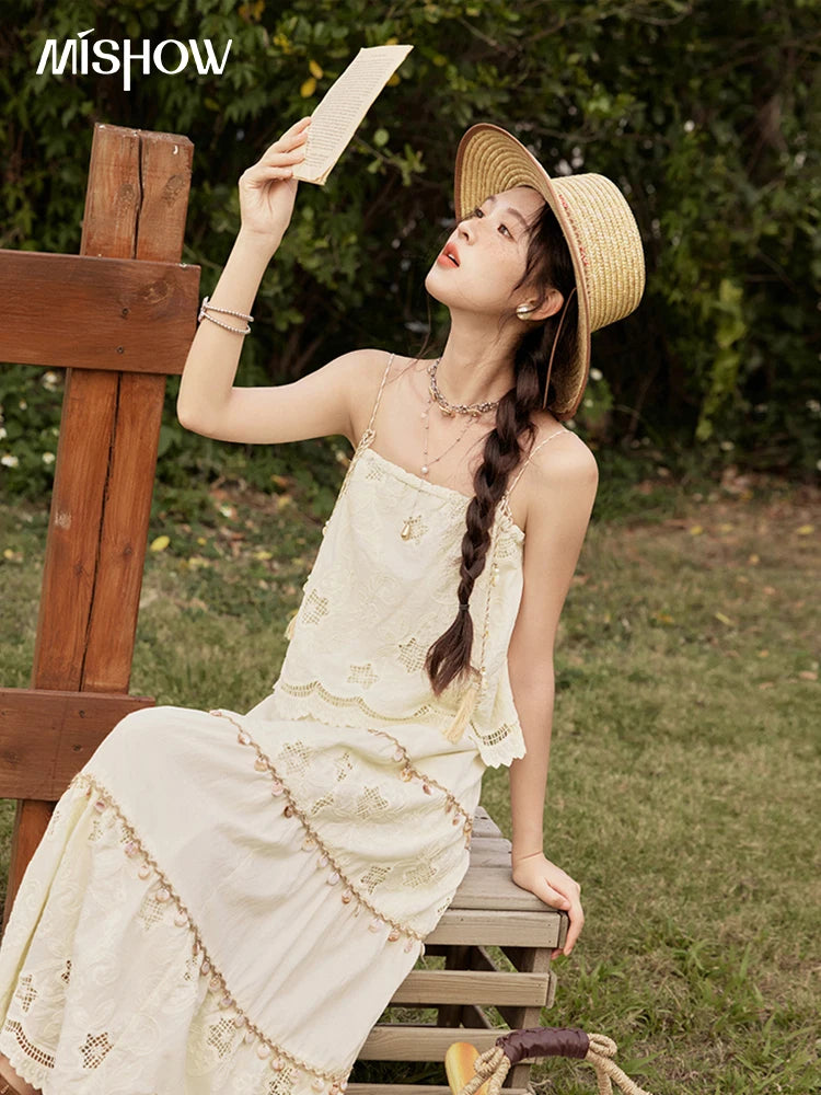 Mishow Bohemian Sleeveless Embroidery Top & Long Skirt Set MXE34T0568