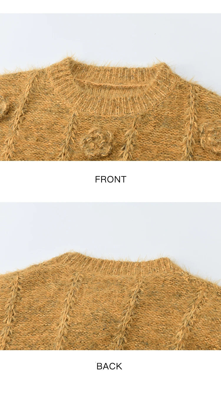 Mishow Retro Yellow 3D Rose Embroidery Pullover MXE47Z2563