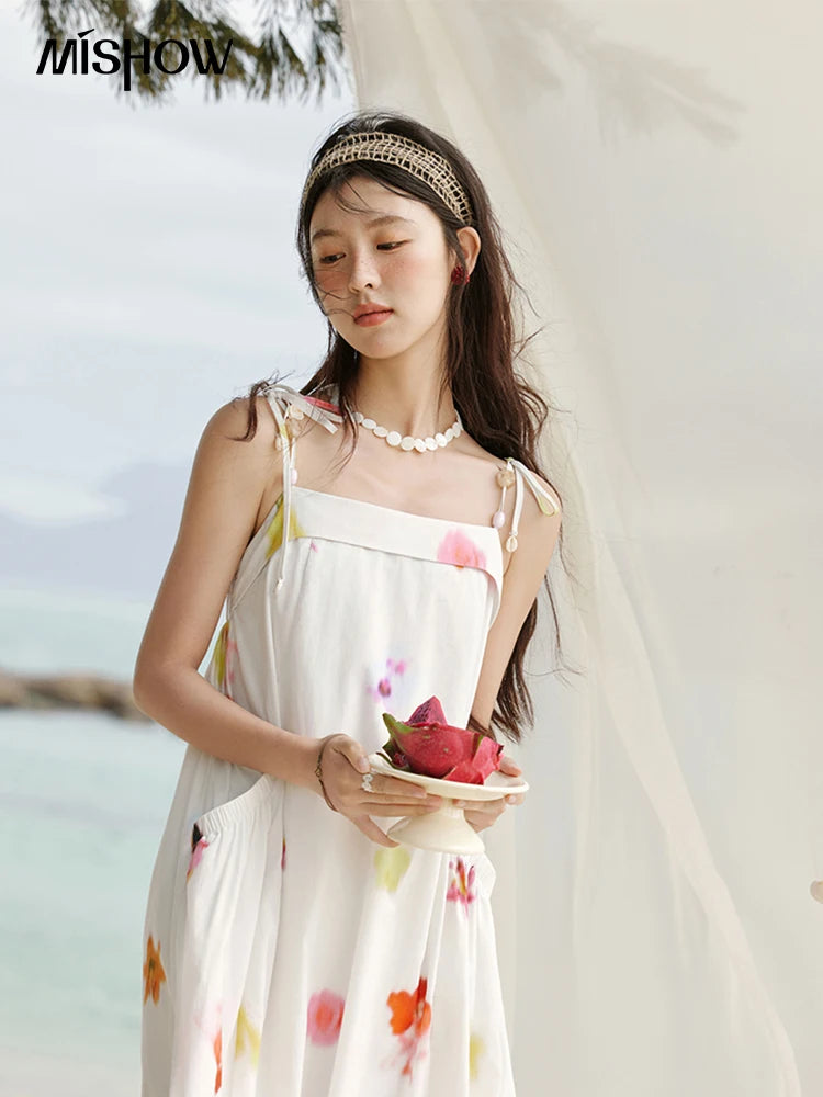 Mishow Korean Floral Shell Decoration Camisole Dress MXE32L2213