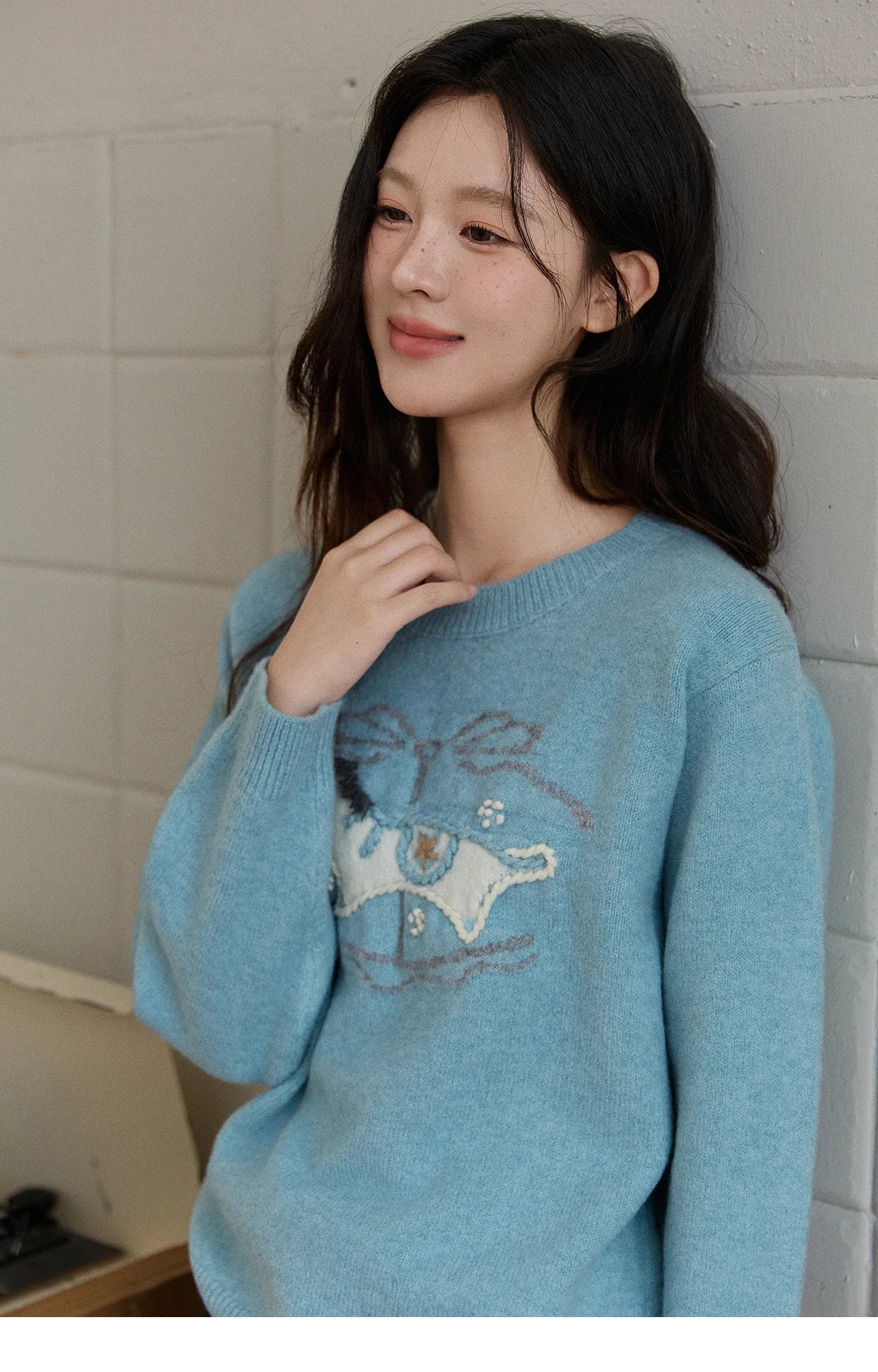 Mishow Handmade Embroidered Pony Jacquard Pullover MXE92Z2848