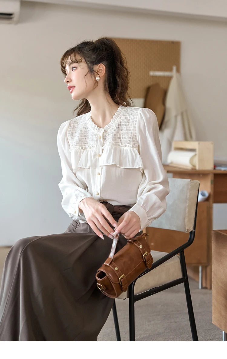 MISHOW Pleated Midi Skirt A-LINE Pockets Split Back Hem MXC42B0118