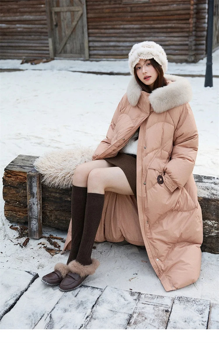 Mishow Fox Fur Collar 90% White Duck Down Jacket MXE51Y0082