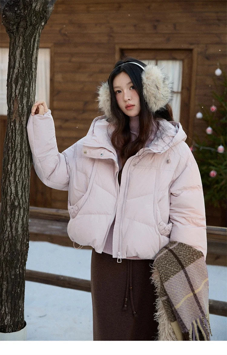 Mishow Hooded 90% White Duck Down Short Coat MXE51Y0080