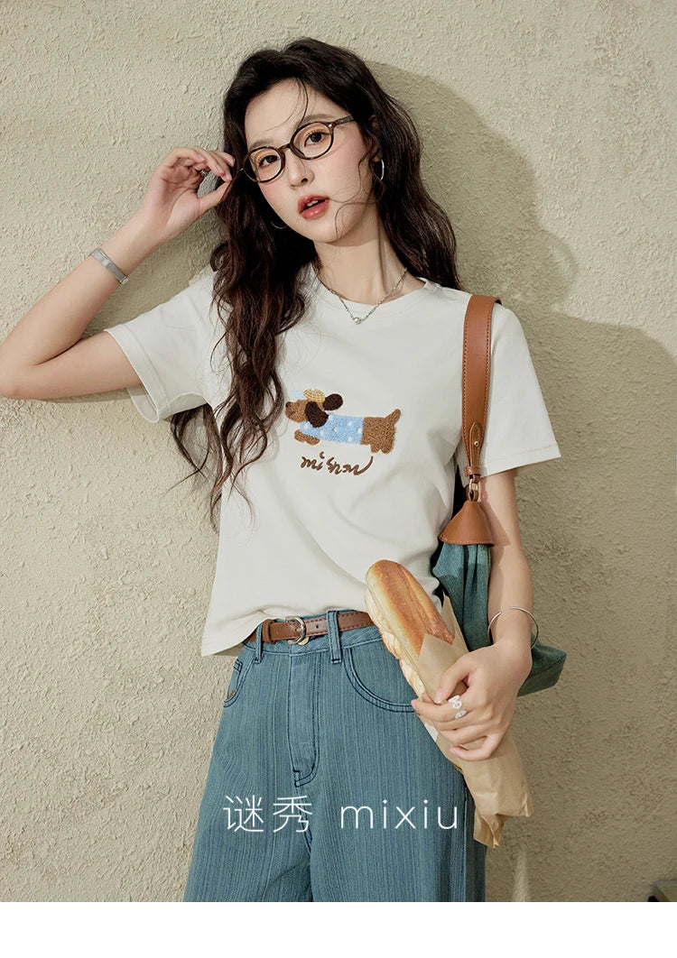 Mishow Embroidery Pockets Straight Leg Jeans MXE14K0870