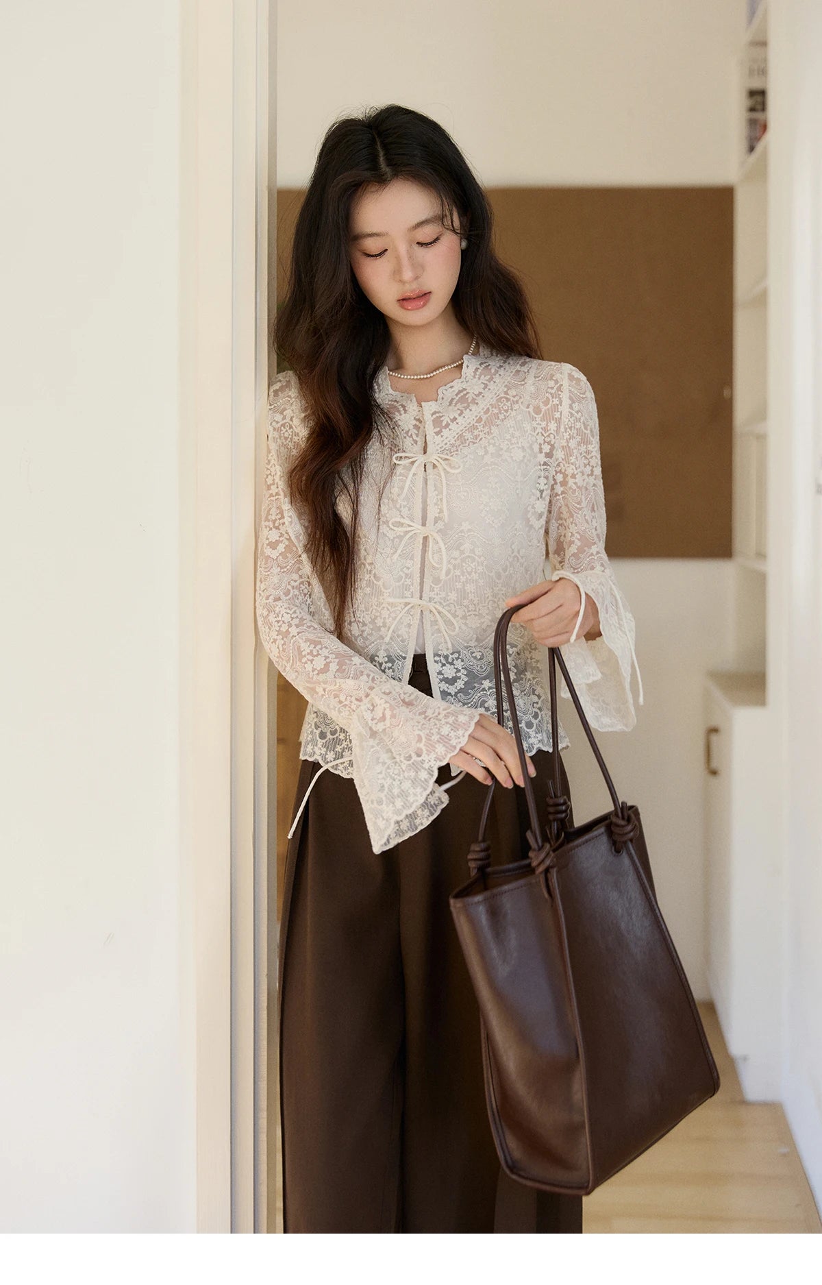 Mishow Sweet Lace Top & Camisole Two-Piece Set MXF108X1001