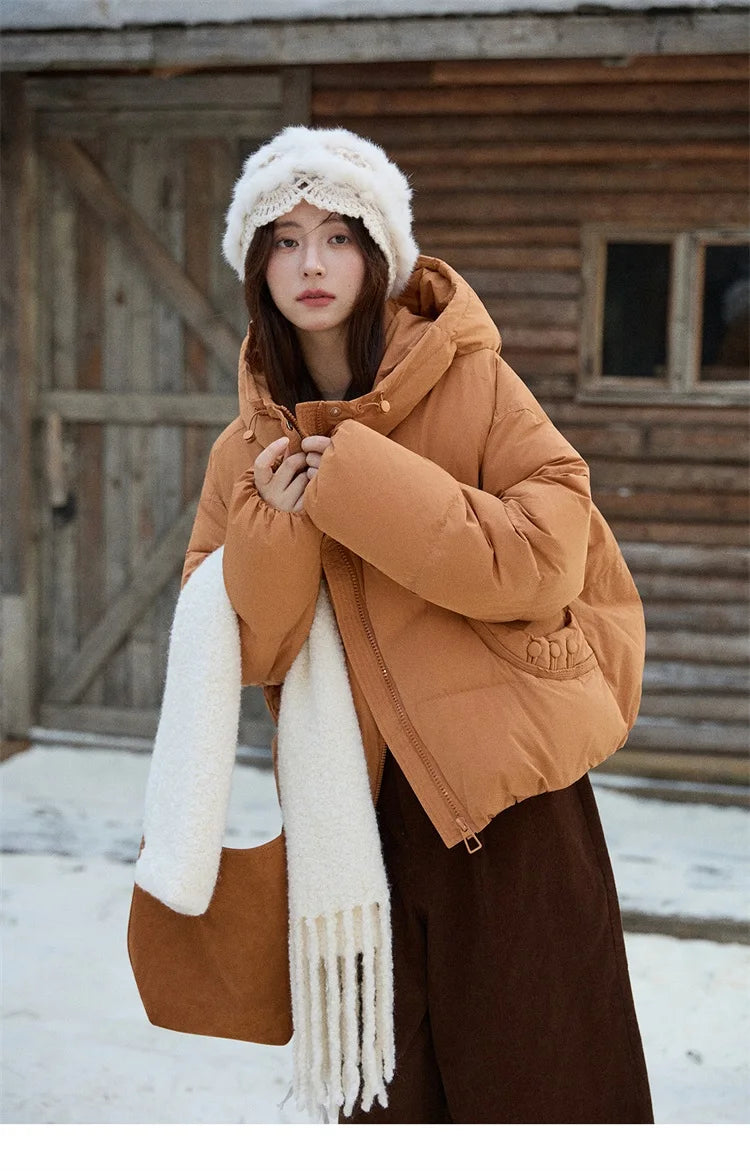 Mishow Hooded 90% White Duck Down Short Coat MXE51Y0080