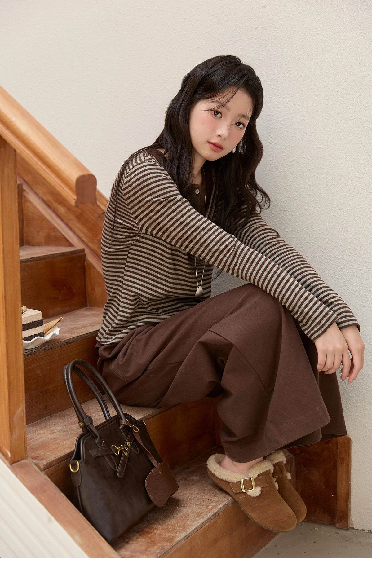 Mishow Retro Fake Two-Piece Striped Top MXE51Z2555