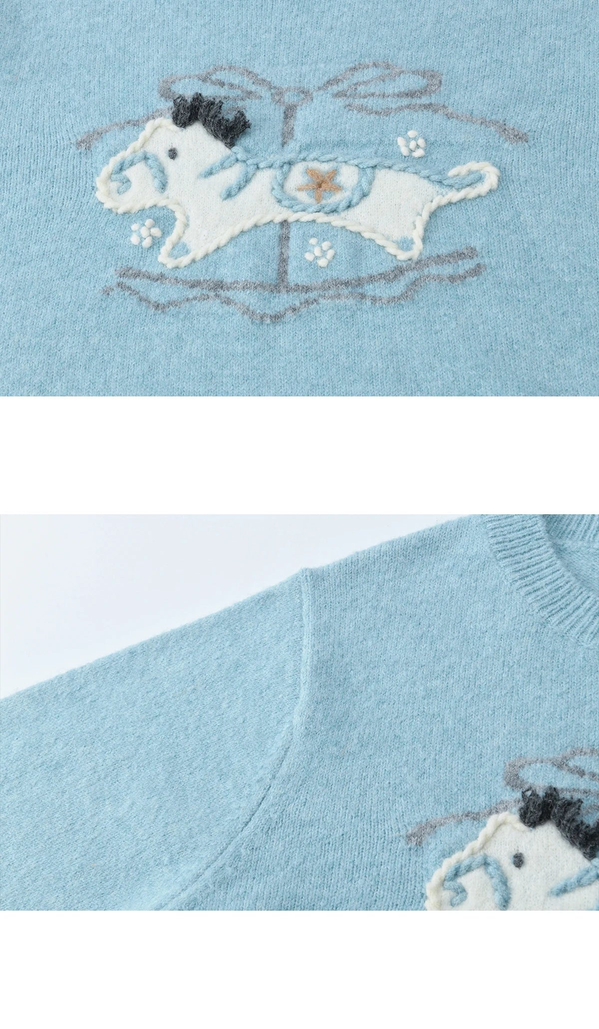 Mishow Handmade Embroidered Pony Jacquard Pullover MXE92Z2848