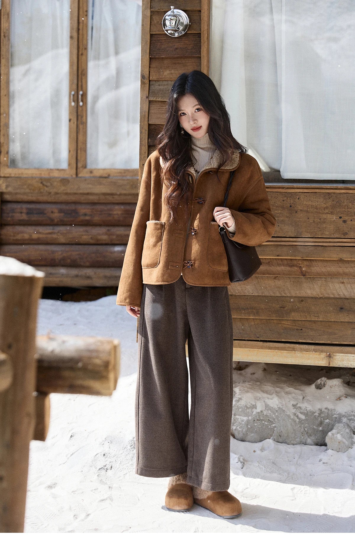 Mishow Brown Reversible Shearling Coat MXE93W1012