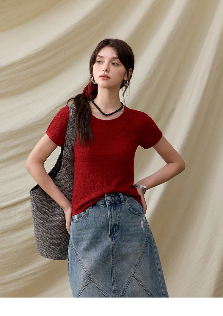 Mishow Solid Slim Knit Office Tee MXE34Z1257