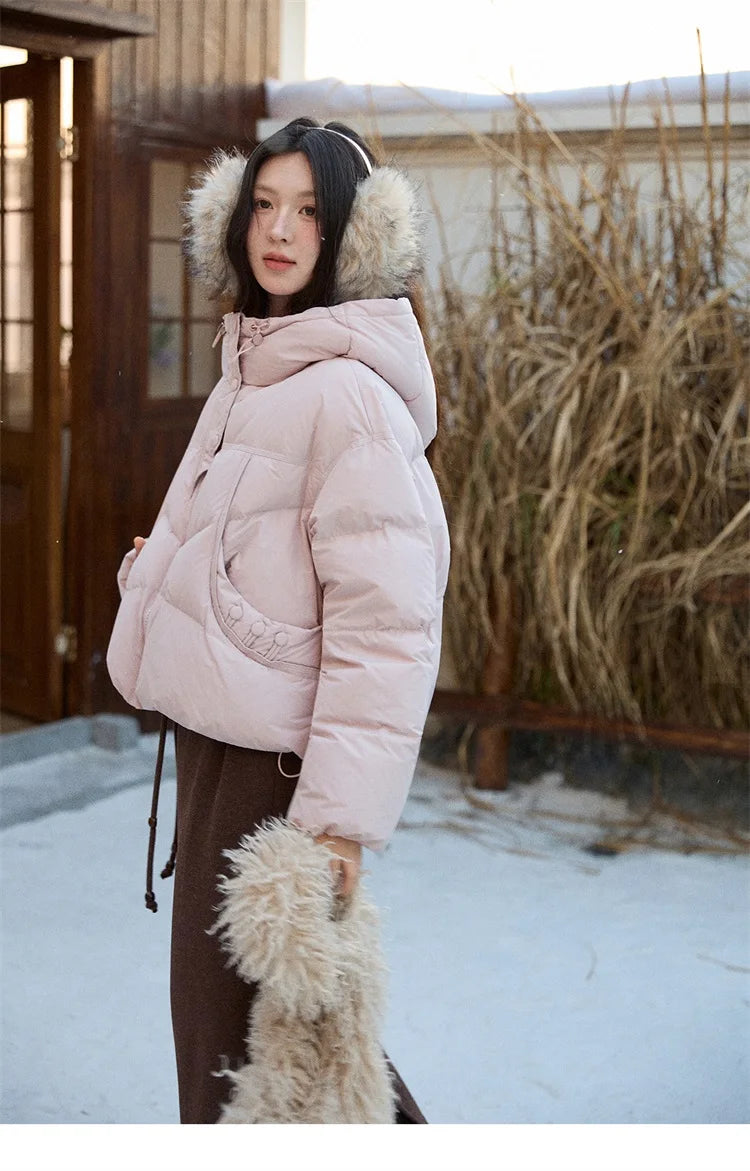 Mishow Hooded 90% White Duck Down Short Coat MXE51Y0080