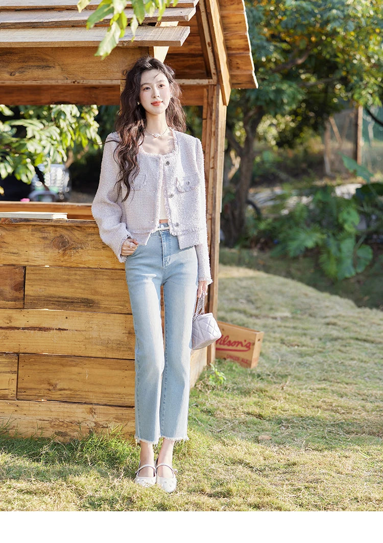 MISHOW Tassel Fragrant Coat Rose Buckle Weave Square Collar MXE13W0733