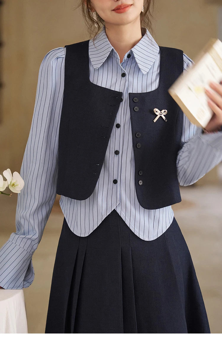 Mishow French Bow Square Neck Vest Coat MXD12W0294