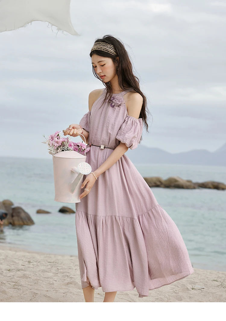 MISHOW Korean Halter Neck Jacquard Dress MXE32L2182