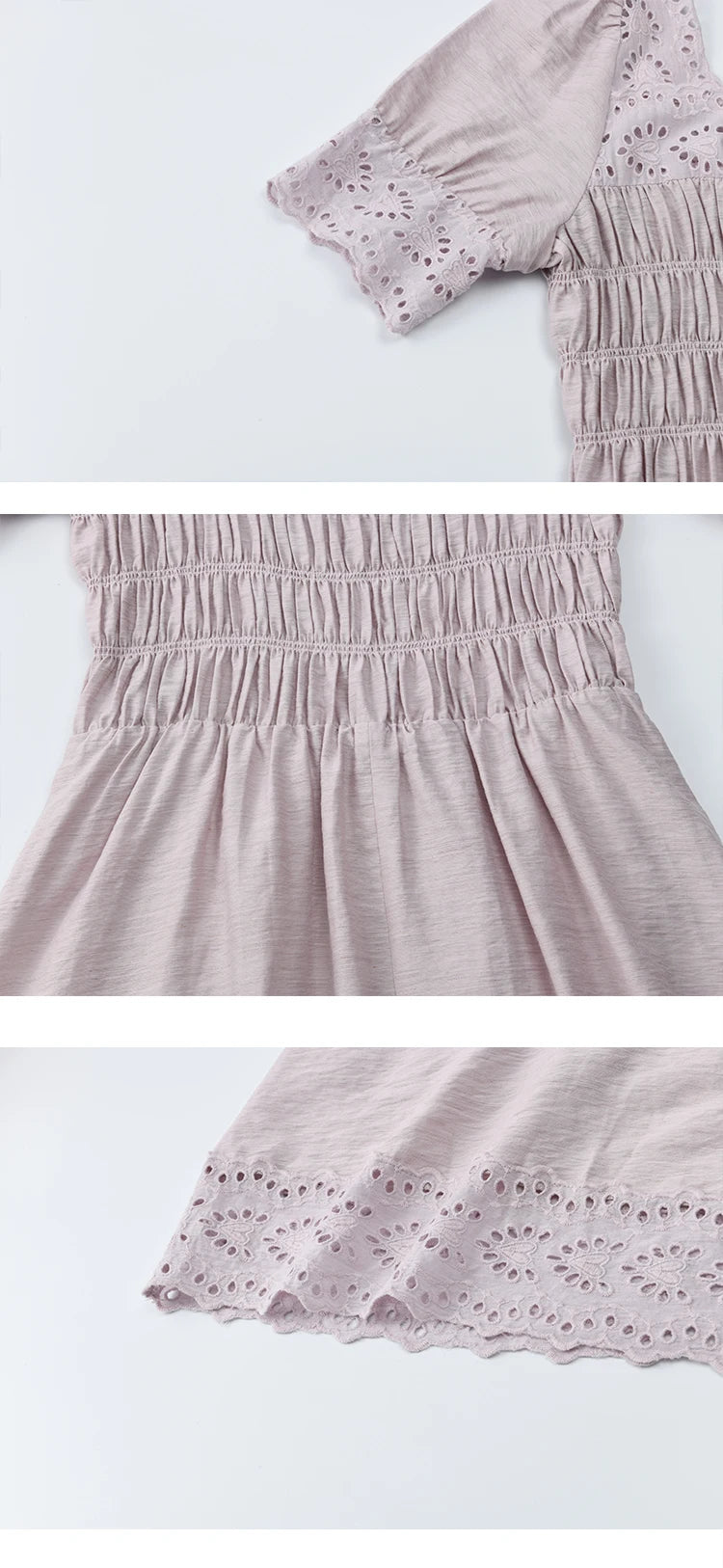 Mishow Purple Square Neck Puff Sleeve Lace Dress MXE39L2406