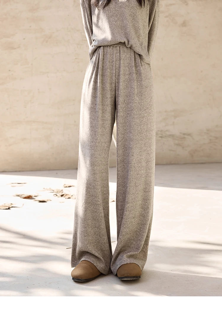 Mishow Lace Splicing Hooded Sweatshirt & Wide Leg Pants Set MXD34V0098