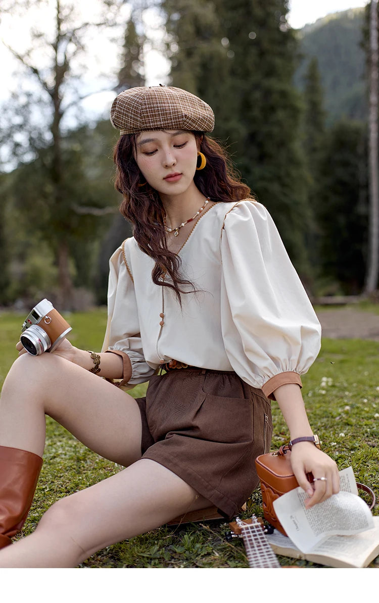 Mishow High Waist Loose Straight Leg Shorts MXD41K0721