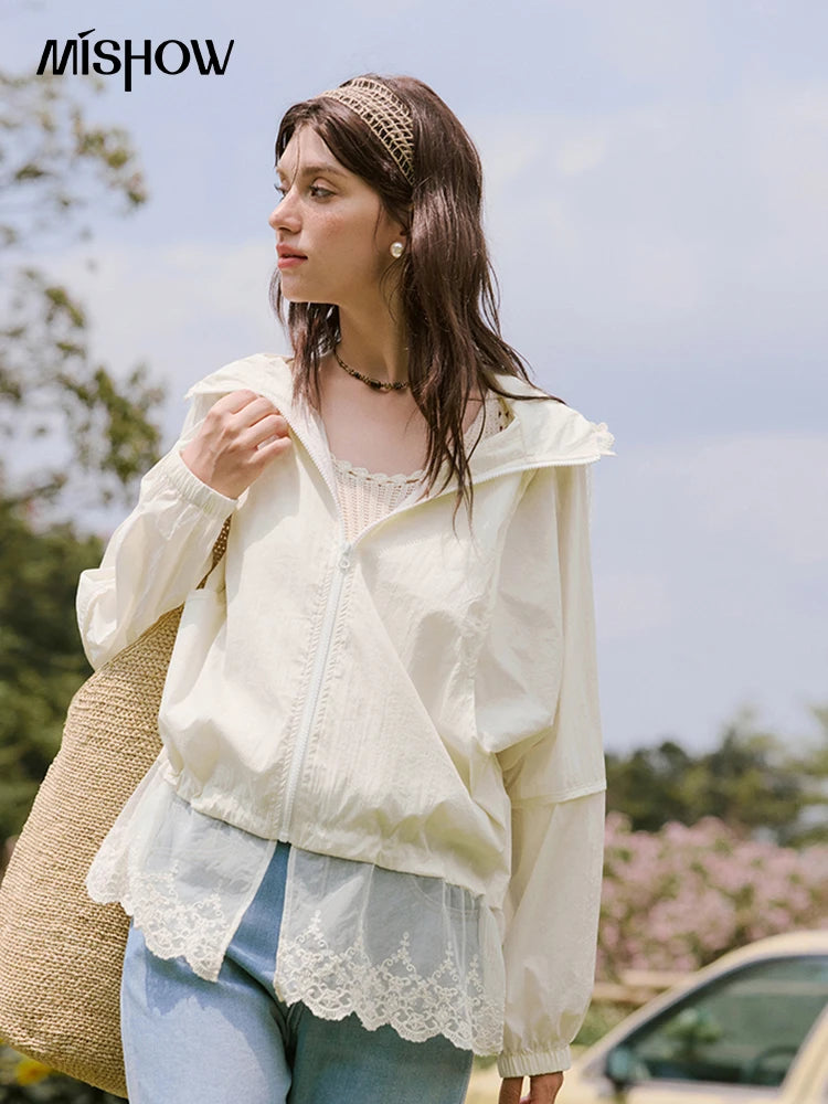 Mishow Hooded Lace Sunscreen Cardigan MXE33W0780