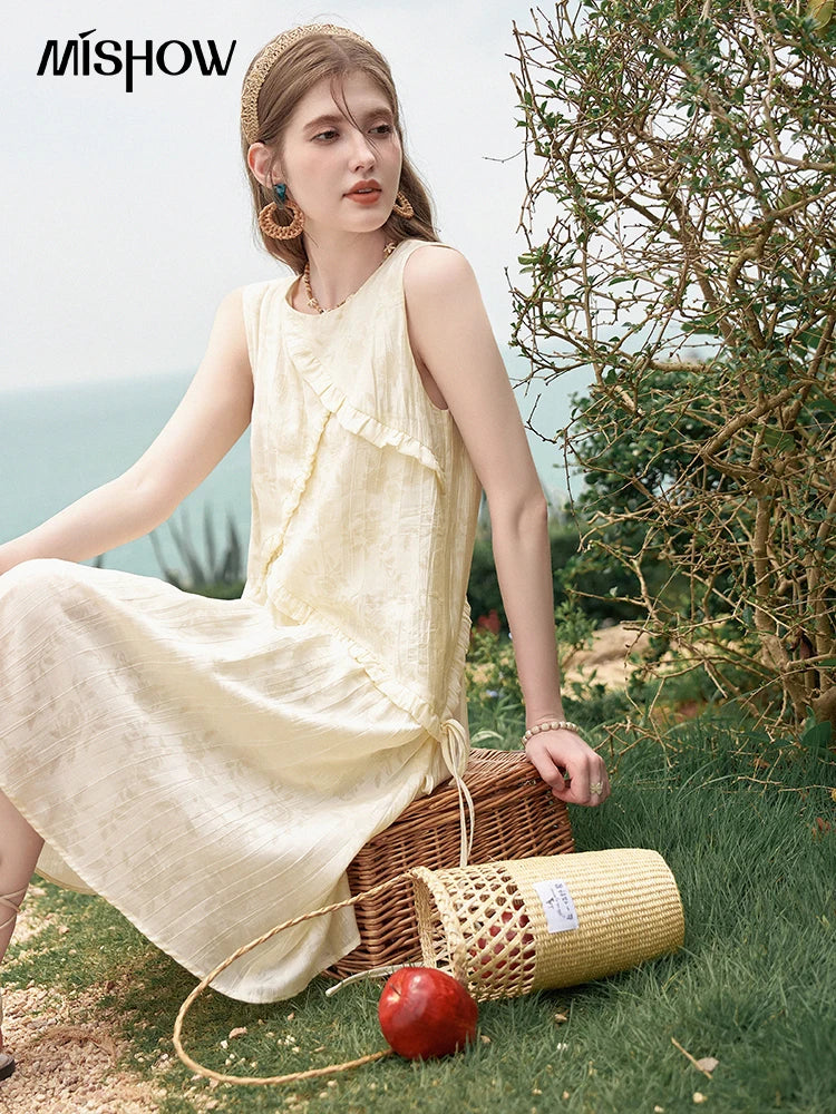 Mishow French Auricularia Edge Lace-Up Vest Dress MXD26L1821