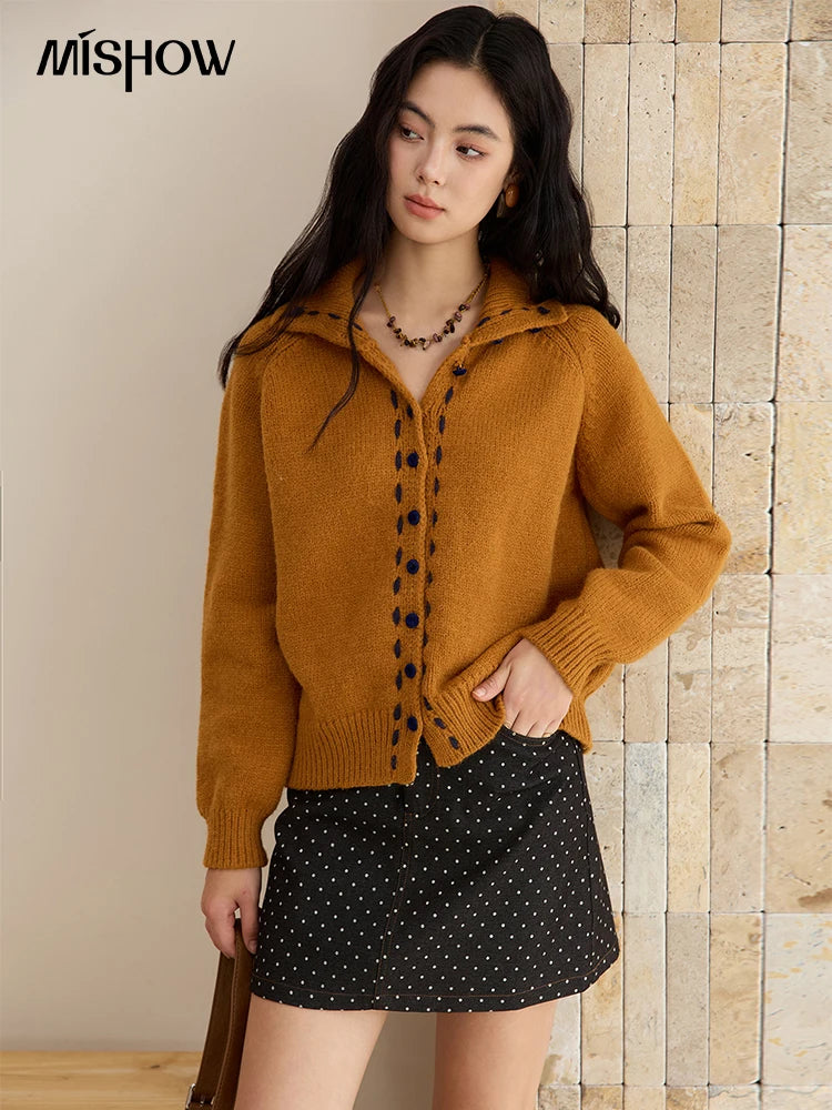 Mishow Retro Turtleneck Single-Breasted Cardigan MXE48Z2617