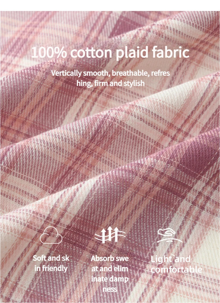 MISHOW Purple Plaid Cotton Shirt Polo Neck Pockets MXE14C0417