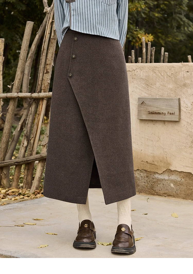 Mishow Plaid Tweed O-Neck Jacket & Front Slit Long Skirt Set MXD43W0445