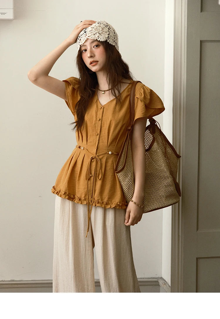 MISHOW Wide Leg Pants Button Pocket High Waist Slim MXE39K0962
