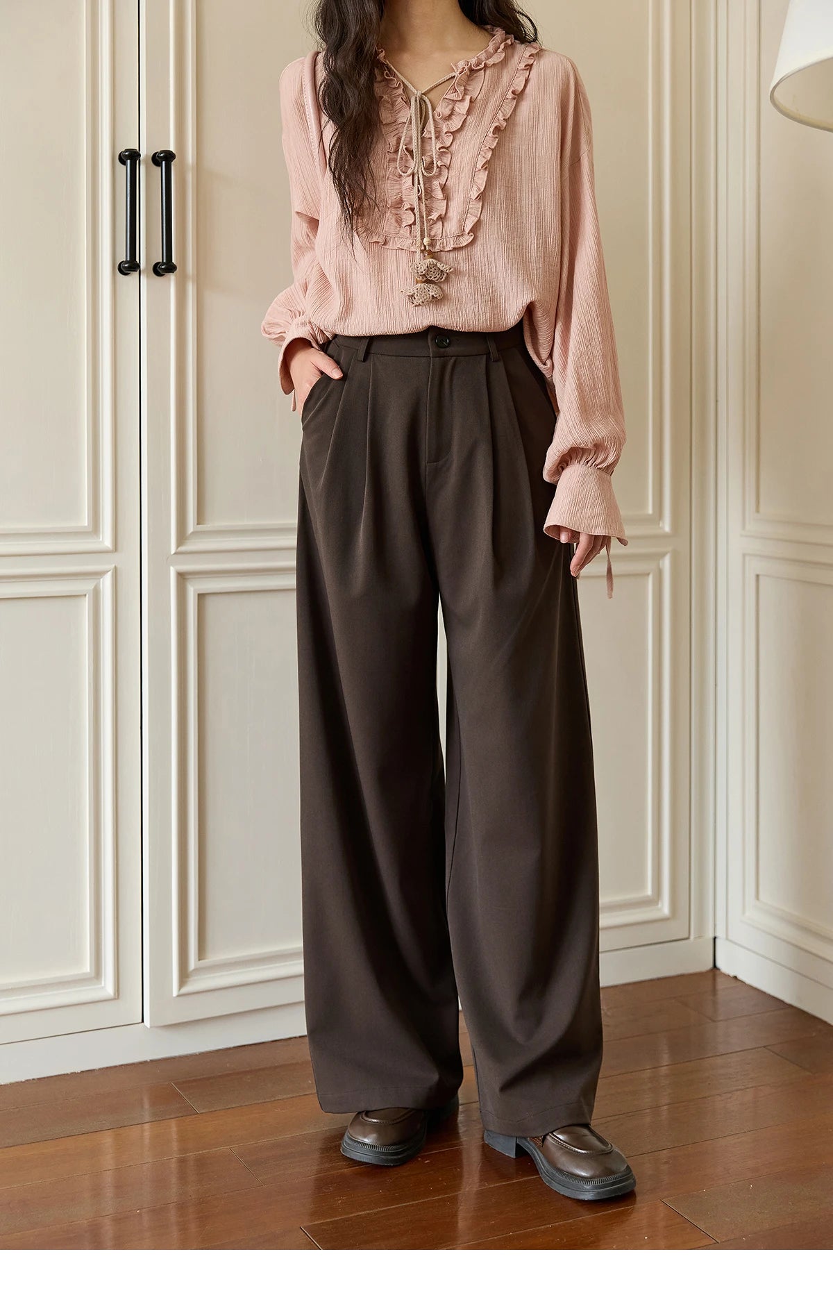 MISHOW Solid Wide-Leg Pants High-Waisted Loose Pockets MXE46K1090