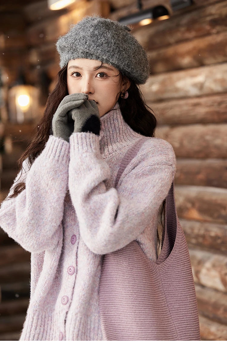 Mishow Turn Down Collar Wool Blend Cardigan MXD59Z1136