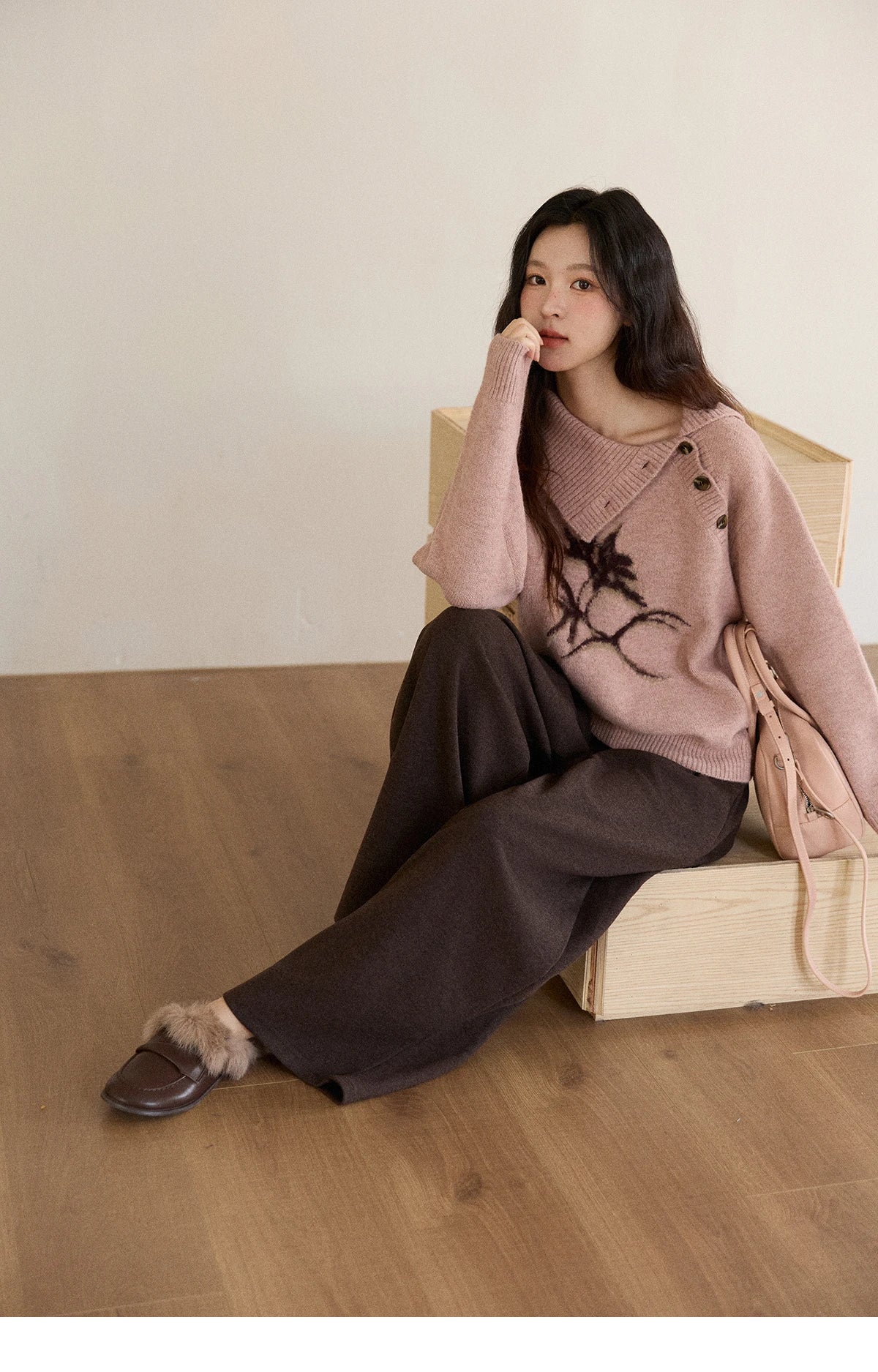 Mishow Plant Jacquard Turtleneck Pullover MXE86Z2658