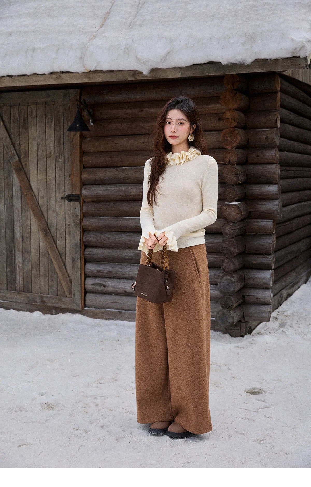 Mishow Turtleneck Fuzzy Cardigan Coat MXE87Z2699