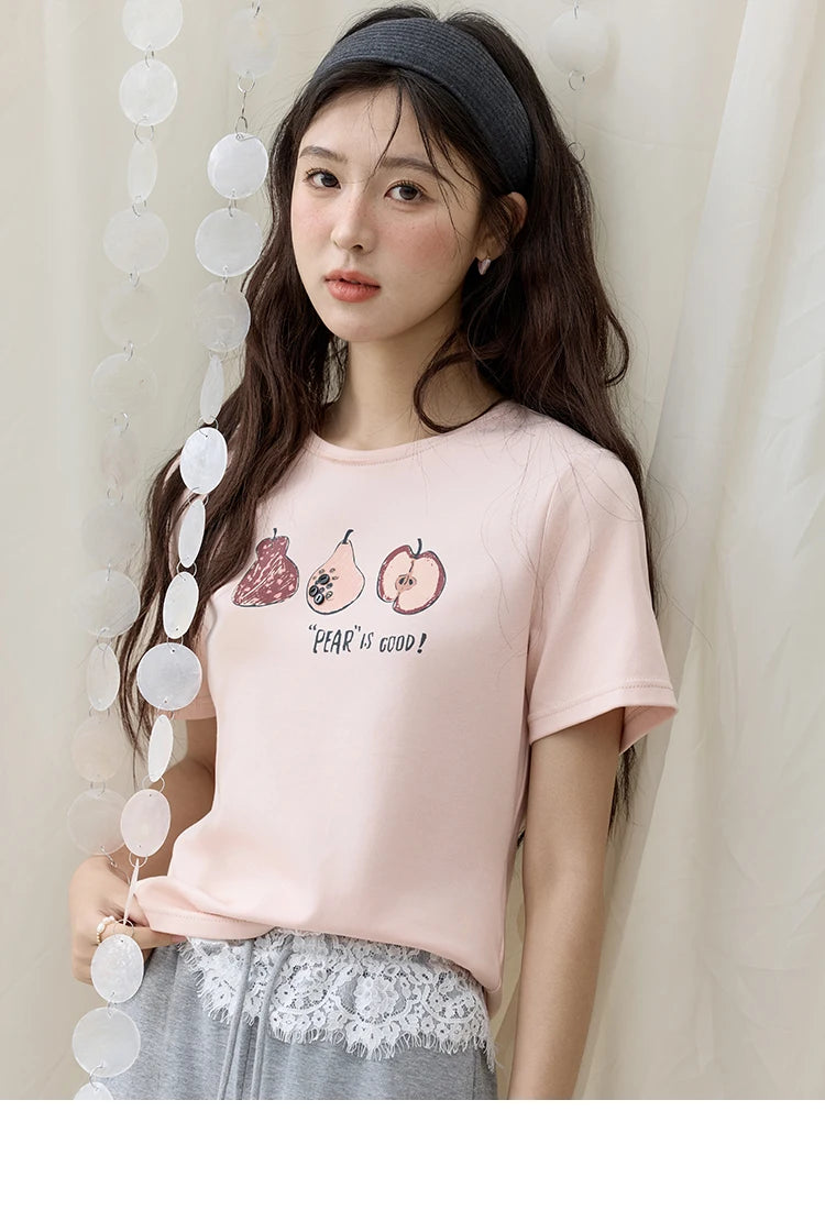 Mishow Cartoon Print Slim Office Tee MXE33T0500