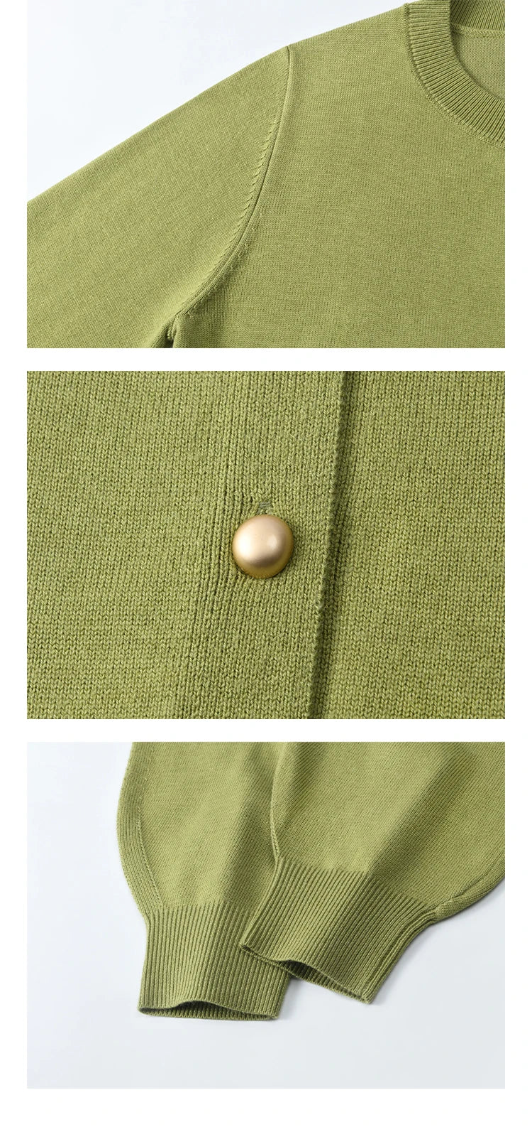 Mishow Avocado Green Metal Button Crochet Cardigan MXE11Z1188