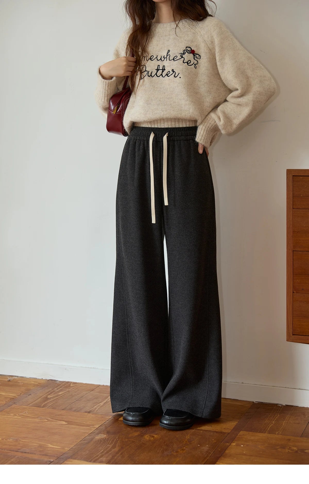 MISHOW Wide-Leg Pants High Waist Straight Lace-Up Loose MXE89K1100